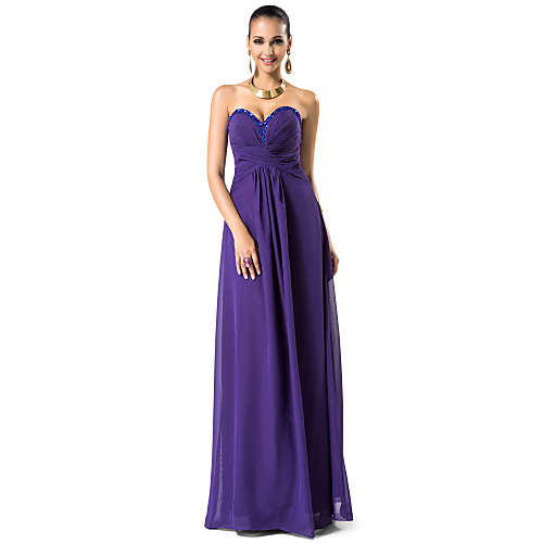 

Sheath / Column Elegant Prom Formal Evening Military Ball Dress Sweetheart Neckline Strapless Sleeveless Floor Length Chiffon with Criss Cross Ruched Beading 2021