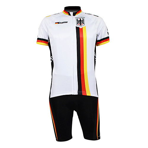 

Malciklo Men's Half Sleeve Cycling Jersey with Shorts Polyester White Germany Champion National Flag Bike Clothing Suit Mountain Bike MTB Road Bike Cycling Breathable Waterproof Zipper Sports