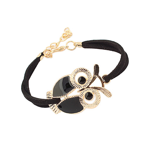 

Women's Charm Bracelet Vintage Bracelet Leather Bracelet Owl Ladies Basic Vintage Cute Leather Bracelet Jewelry White / Black / Red For Christmas Gifts Daily Casual Sports / Feather