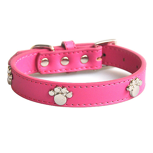 

Dog Collar Adjustable / Retractable Soft Footprint / Paw Genuine Leather Small Dog Medium Dog Large Dog Red Pink