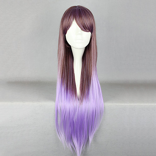 

Elegent Fairy Zipper Brown and Purple Mixed Color 80cm Princess Lolita Wig