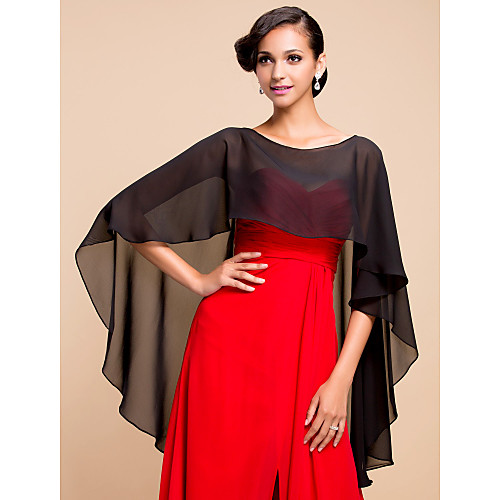 

Sleeveless Capelets Chiffon Wedding / Party Evening Wedding Wraps With Draping / Solid