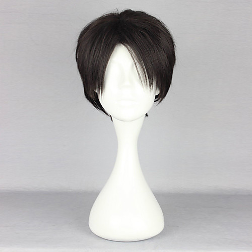 

Attack on Titan Levy Cosplay Wigs Men's 10 inch Heat Resistant Fiber Black Anime