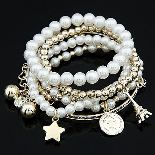 

Women's Charm Bracelet Wrap Bracelet Ball Tower Star Ball Ladies Unique Design Fashion Pearl Bracelet Jewelry White / Silver For Christmas Gifts Wedding Party Daily Masquerade Engagement Party