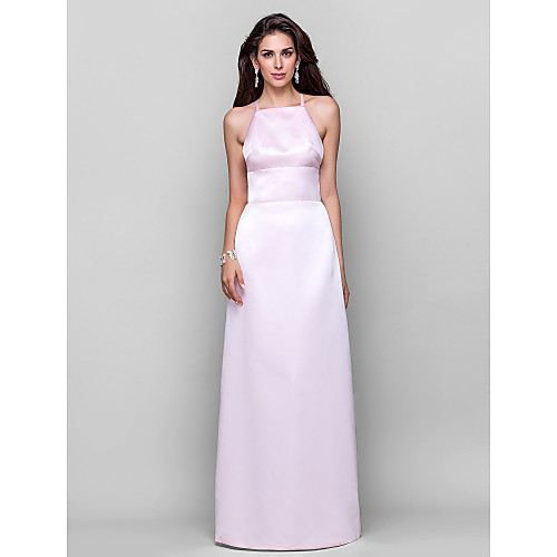 

Sheath / Column Open Back Formal Evening Military Ball Dress Spaghetti Strap Sleeveless Floor Length Satin with Sash / Ribbon 2021