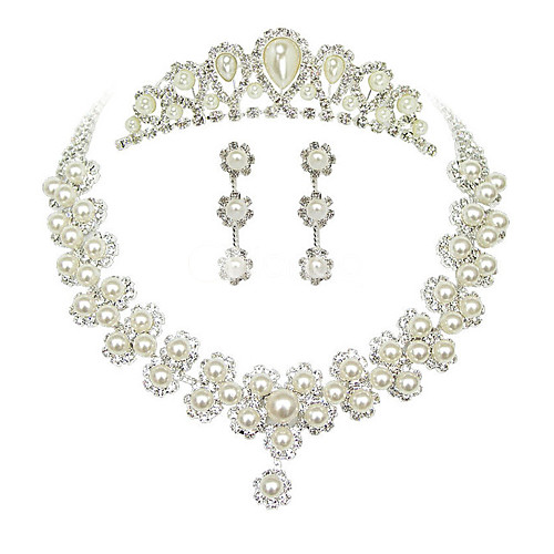 

Women's Jewelry Set Earrings Jewelry Pearl White For Wedding Party Special Occasion Anniversary Birthday Engagement / Necklace