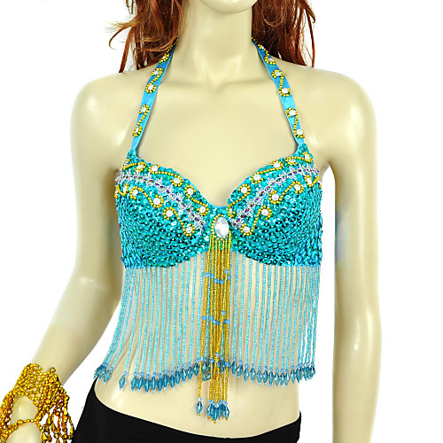 

Belly Dance Beading Sequin Women's Sleeveless Chinlon Spandex / Performance