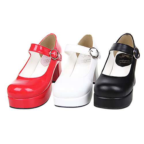 

Women's Lolita Shoes Classic Lolita Handmade High Heel Shoes Solid Colored 7.5 cm Black White Red PU Leather / Polyurethane Leather Halloween Costumes