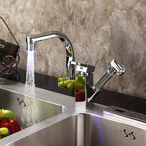 

Kitchen faucet - One Hole Chrome Pull-out / ­Pull-down Deck Mounted Contemporary Kitchen Taps