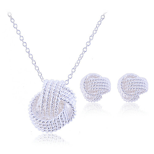 

Women's Jewelry Set Stud Earrings Pendant Necklace Plaited Wrap Ladies Elegant Bridal Sterling Silver Silver Earrings Jewelry Silver For Wedding Party Birthday Engagement Gift Masquerade