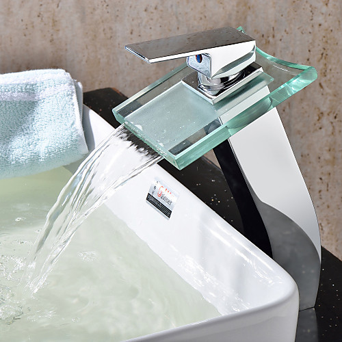 

Bathroom Sink Faucet - Waterfall Chrome Vessel One Hole / Single Handle One HoleBath Taps / Brass