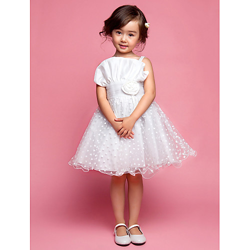 

Princess / A-Line Knee Length Wedding Party Cotton / Polyester Sleeveless Spaghetti Strap with Lace / Flower