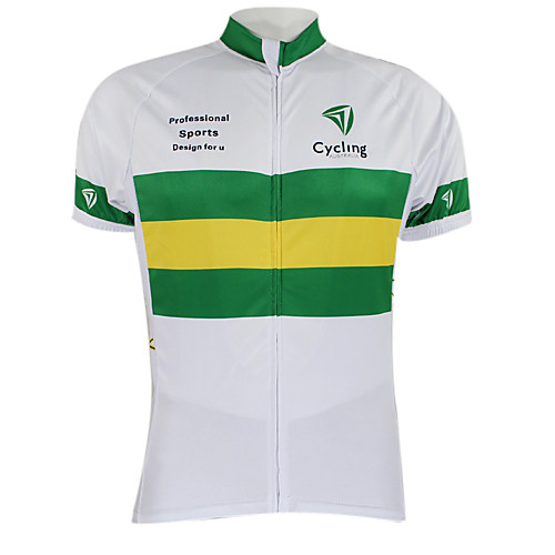 

Malciklo Men's Women's Short Sleeve Cycling Jersey Polyester White / Green Australia Champion National Flag Bike Jersey Top Mountain Bike MTB Road Bike Cycling Windproof Quick Dry Waterproof Zipper