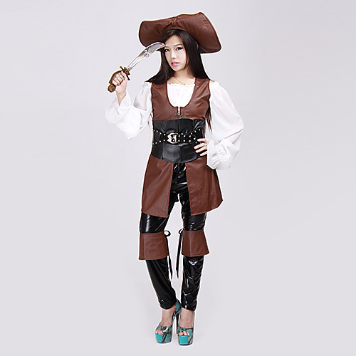 

Pirate Cosplay Costume Women's Halloween Carnival New Year Festival / Holiday Polyester Women's Easy Carnival Costumes / Vest / Blouse / Pants / Corset / Hat