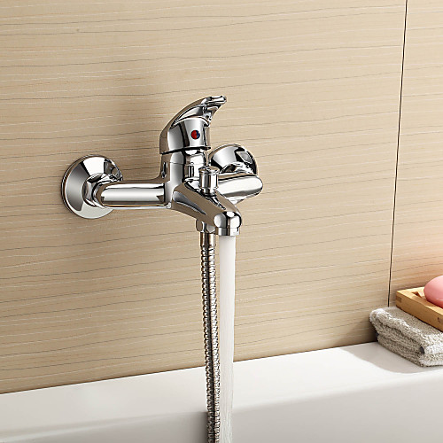 

Shower Faucet / Bathtub Faucet - Contemporary / Modern Chrome Tub And Shower Ceramic Valve Bath Shower Mixer Taps / Single Handle Two Holes
