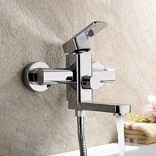 

Shower Faucet Set Contemporary Chrome Tub And Shower Ceramic Valve Bath Shower Mixer Taps