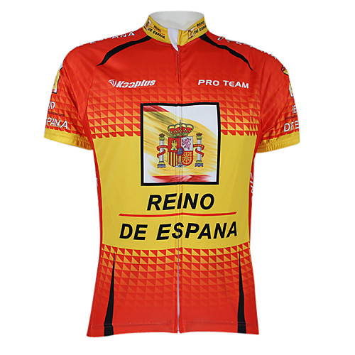 

Malciklo Men's Women's Short Sleeve Cycling Jersey Red Spain Champion National Flag Bike Jersey Top Mountain Bike MTB Road Bike Cycling Windproof Quick Dry Waterproof Zipper Sports Clothing Apparel