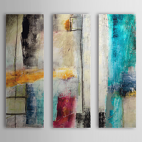 

Oil Painting Hand Painted Vertical Abstract Modern European Style Stretched Canvas / Three Panels