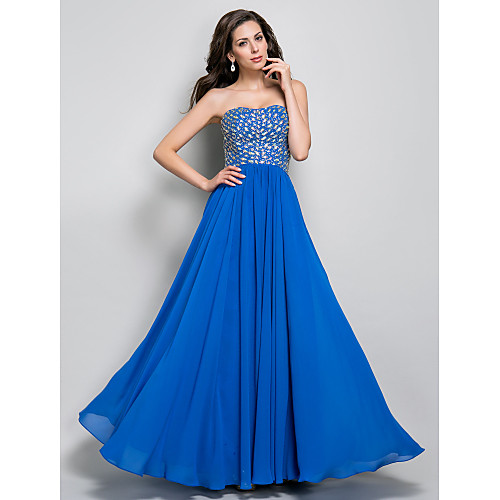 

Sheath / Column Open Back Prom Formal Evening Military Ball Dress Sweetheart Neckline Sleeveless Floor Length Chiffon with Crystals Beading Draping 2021