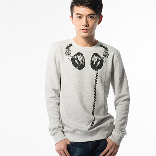 

Men's Hoodie Flower / Floral Long Sleeve Date Tops Chic & Modern Gray