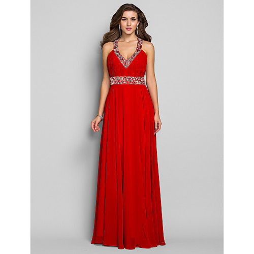 

Sheath / Column Open Back Prom Formal Evening Military Ball Dress V Neck Sleeveless Floor Length Chiffon with Side Draping 2021