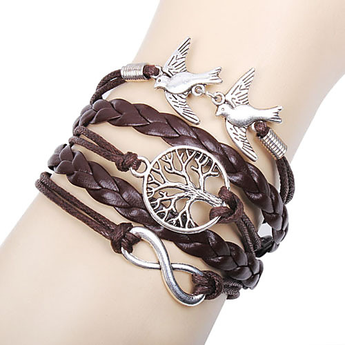 

Women's Charm Bracelet Wrap Bracelet Leather Bracelet Layered Twisted woven Love Infinity life Tree Ladies Personalized Basic Multi Layer everyday Leather Bracelet Jewelry Brown For Christmas Gifts
