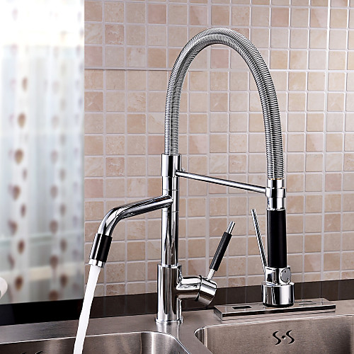 

Kitchen faucet - One Hole Chrome Pull-out / ­Pull-down Deck Mounted Contemporary Kitchen Taps