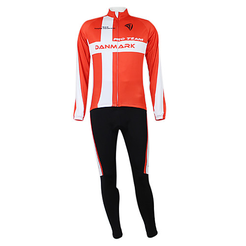 

Malciklo Men's Women's Long Sleeve Cycling Jersey with Tights Winter Elastane Polyester RedBlack Denmark Champion National Flag Bike Clothing Suit Mountain Bike MTB Road Bike Cycling Windproof Quick