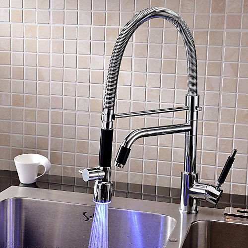 

Kitchen faucet - One Hole Chrome Pull-out / ­Pull-down Deck Mounted Contemporary Kitchen Taps