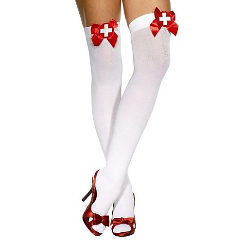 

Socks / Long Stockings Dirndl Trachtenkleider Women's Bavarian Vacation Dress Oktoberfest Beer Festival / Holiday Lycra Red and White Women's Easy Carnival Costumes Bowknot