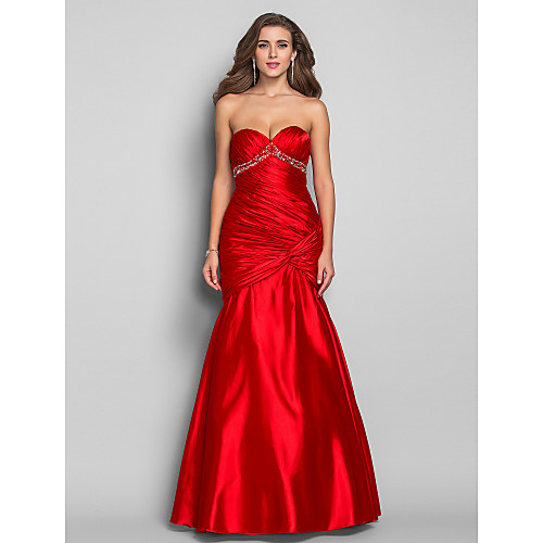 

Mermaid / Trumpet Open Back Prom Formal Evening Dress Sweetheart Neckline Sleeveless Floor Length Charmeuse with Ruched Beading Side Draping 2021