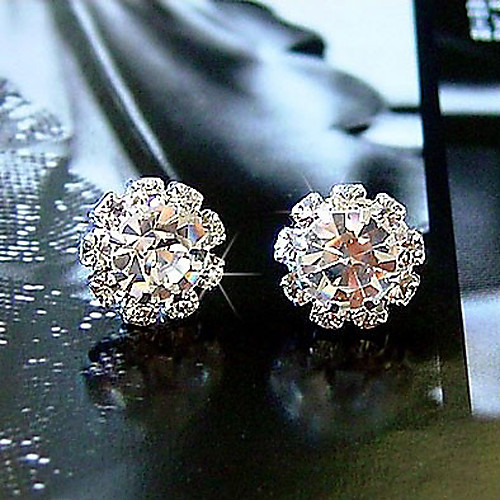 

Women's Crystal Stud Earrings Solitaire Flower Sunflower Ladies Basic Simple Style Fashion Crystal Zircon Cubic Zirconia Earrings Jewelry White For Wedding Daily Masquerade Engagement Party Prom