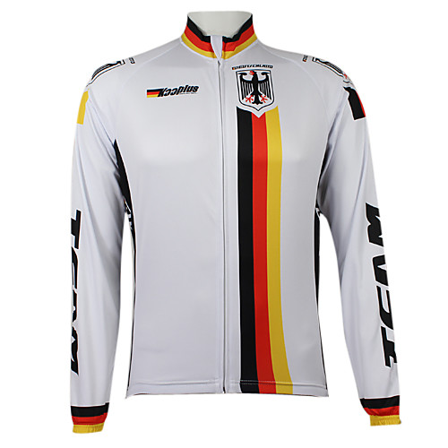 

Malciklo Men's Women's Long Sleeve Cycling Jersey Winter Polyester White Germany Champion National Flag Bike Jersey Top Mountain Bike MTB Road Bike Cycling Windproof Quick Dry Waterproof Zipper Sports