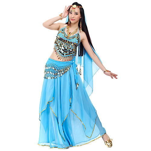 

Belly Dance Coin Beading Sequin Women's Natural Chiffon / Performance