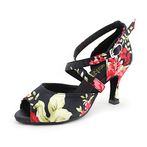 

Women's Dance Shoes Satin Latin Shoes / Salsa Shoes / Performance Heel Customized Heel Customizable Multi Color
