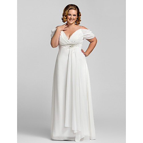 

Sheath / Column Open Back Prom Formal Evening Dress Spaghetti Strap Short Sleeve Floor Length Chiffon with Crystals 2021