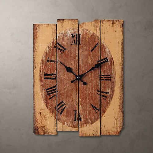 

1Pc Wood 30.039.02.0Cm Country Style Khaki Wall Clock Home Deraction