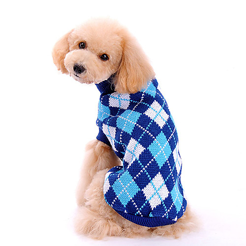 

Dog Sweater Winter Dog Clothes Blue Costume Woolen Plaid / Check Classic Fashion XS S M L XL