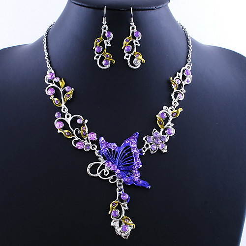 

Women's Jewelry Set Drop Earrings Pendant Necklace Butterfly Ladies Vintage European Elegant everyday Earrings Jewelry Rainbow / Purple / Champagne For Wedding Party Special Occasion Birthday