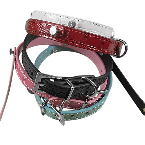 

Dog Collar PU Leather White Black Red Blue Pink