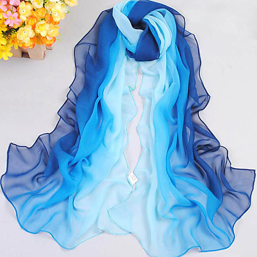 

Women's Casual Chiffon Rectangle Scarf - Color Block / All Seasons
