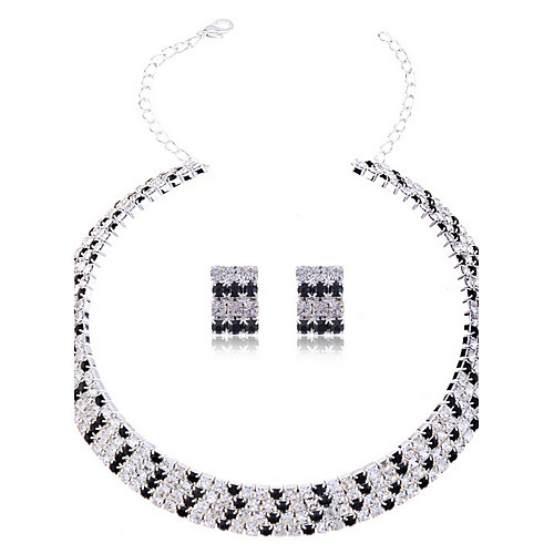 

Women's Crystal Jewelry Set Stud Earrings Necklace Ladies Elegant Bridal Italian Crystal Rhinestone Earrings Jewelry Silver For Wedding Party Birthday Engagement Gift Daily