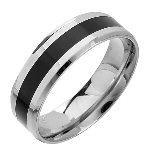 

Band Ring Silver / Black Titanium Steel Tungsten Steel Simple Style Initial 8 / Women's