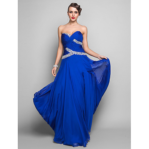 

Sheath / Column Open Back Prom Formal Evening Military Ball Dress Sweetheart Neckline Sleeveless Floor Length Chiffon with Criss Cross Ruched Crystals 2021