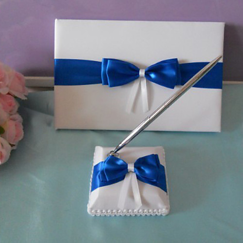 

Guest Book / Pen Set Satin Beach Theme / Classic Theme With Bowknot