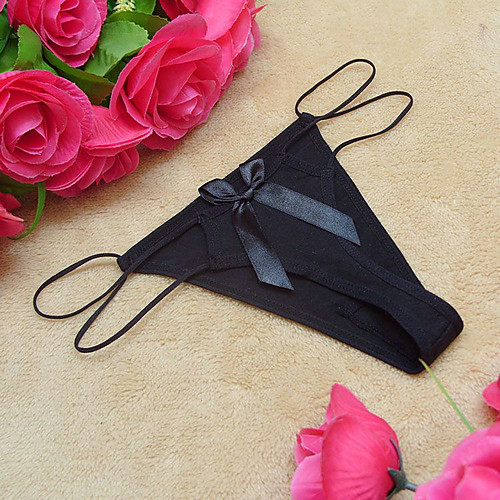 

Women's Bow Cotton G-strings & Thongs Panties / Ultra Sexy Panty Solid Colored Mid Waist Black Fuchsia Blue One-Size