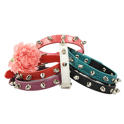 

Cat Dog Collar Rock Adjustable / Retractable Rhinestone PU Leather Purple Red