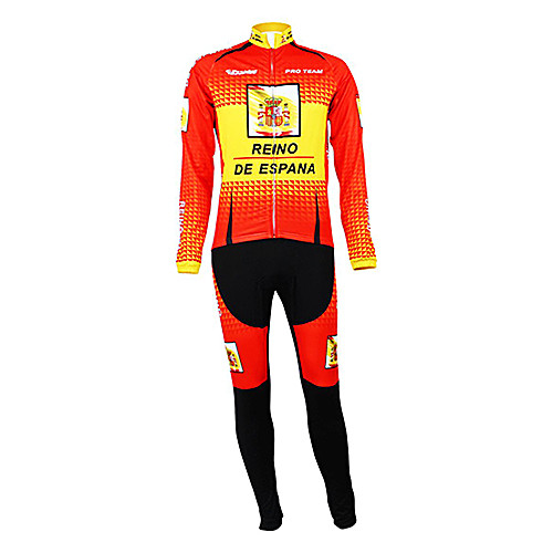 

Malciklo Men's Long Sleeve Cycling Jersey with Tights Winter Fleece Polyester Black / Orange Spain Champion National Flag Bike Clothing Suit Mountain Bike MTB Road Bike Cycling Thermal / Warm Fleece