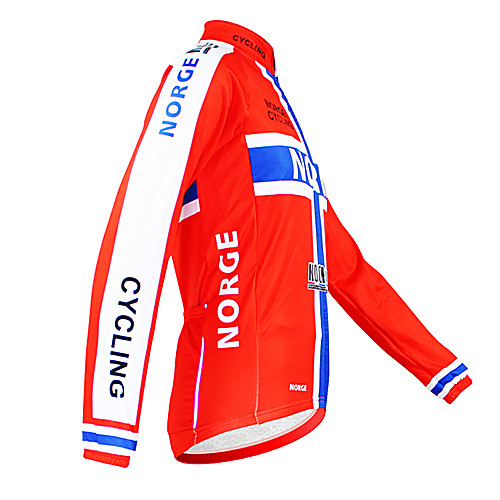 

Malciklo Men's Long Sleeve Cycling Jersey Winter Fleece Polyester Red Norway Champion National Flag Bike Jersey Top Mountain Bike MTB Road Bike Cycling Thermal / Warm Fleece Lining Breathable Sports