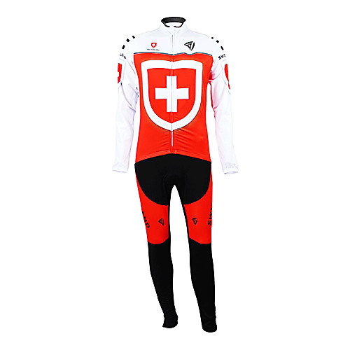 

Malciklo Men's Long Sleeve Cycling Jersey with Bib Tights Winter Fleece Polyester Switzerland Champion National Flag Bike Clothing Suit Thermal / Warm Fleece Lining Breathable Sports Switzerland